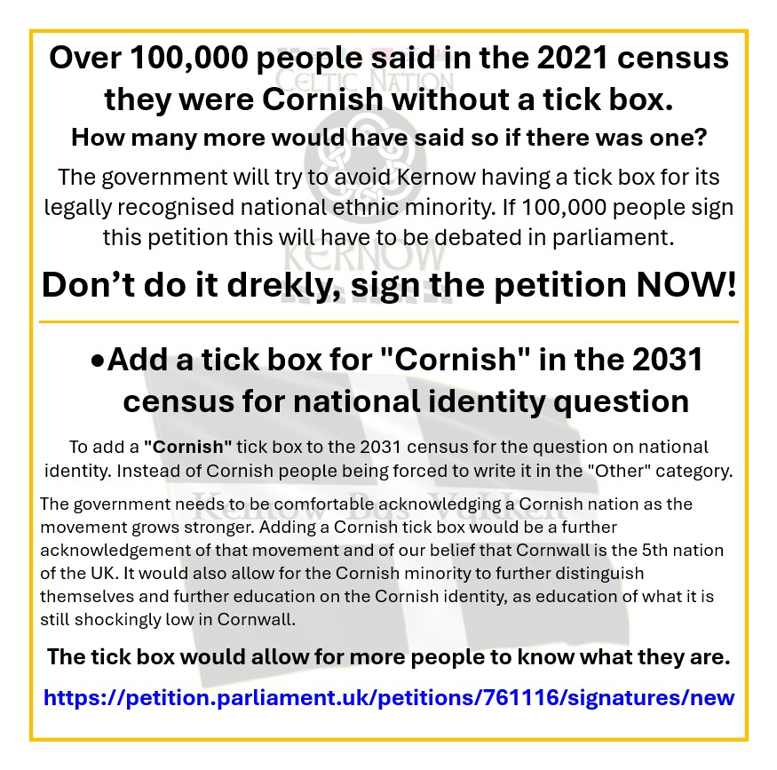 Support a 'Tick Box' for Kernow in the 2031 census